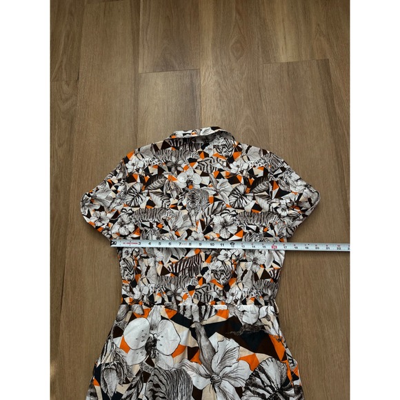 Roberto Cavalli animal print floral‎ button up collard shortsleeve midi dress - Picture 7 of 7